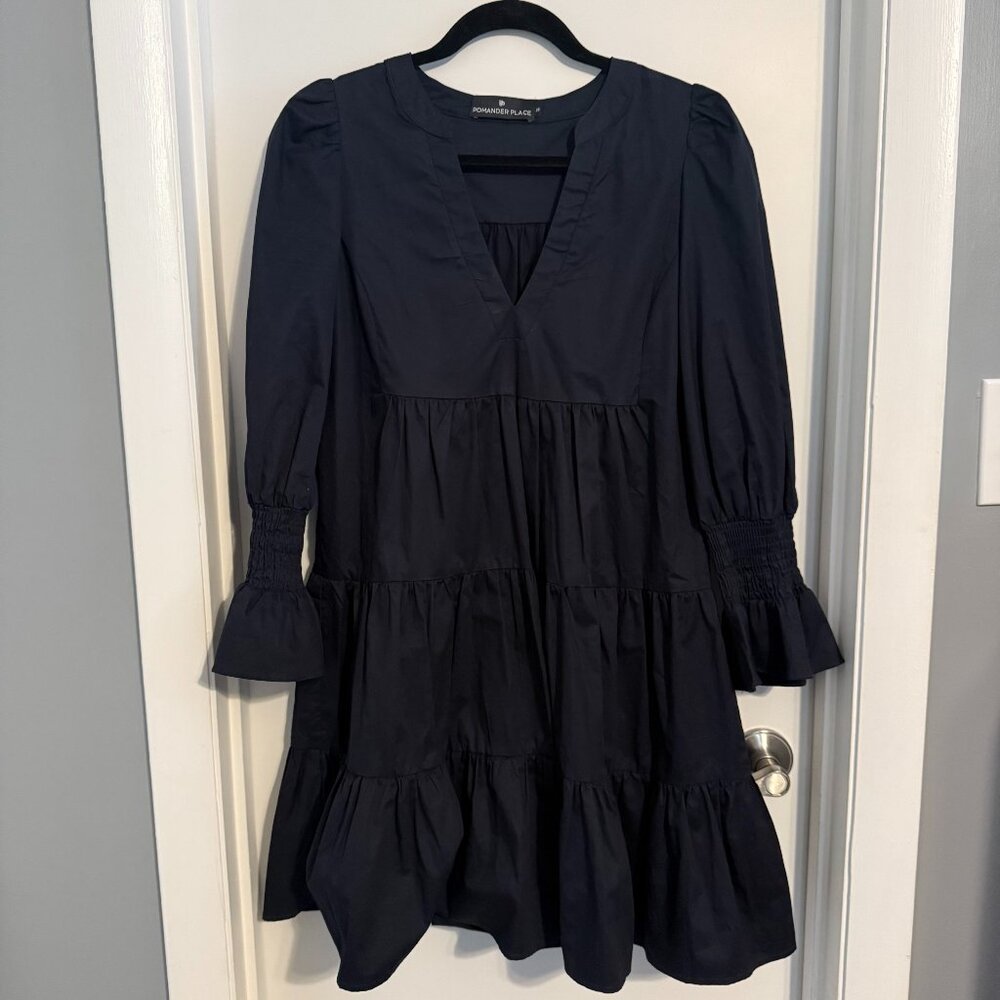 Pomander Place by Tuckernuck Navy Cotton Poplin Kenzo Dress X-Small NWOT
